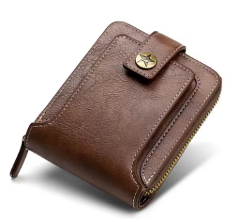 Vintage Men's Wallet PU Leather Short Purse Men Hasp Zipper Clutch Solid Color Wallets High Quality Durable Convenient Wallets