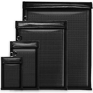 Faraday Bags EMP Proof for Tablets, 4 Pack RFID Key Fob Signal Blocker Pounch Fireproof & Waterproof Cell Phone Signal Blocking Go Dark Faraday Bag Anti-Tracking