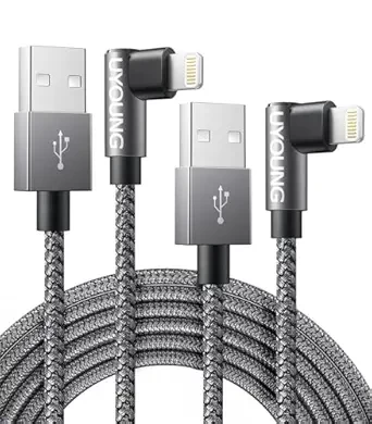 90 Degree iPhone Charging Cable 10 FT iPhone Charger 2 Pack USB to Lightning Cable Extra Long Apple Charging Cord Compatible for iPhone 14/13/12/11/X/Max/8/7/6/6S/5/5S/SE/Plus/iPad(Black)