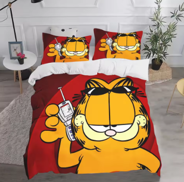 Garfield Anime Printed Duvet Cover Set 3-Piece Set1Quilt Cover Bedding Covers Polyester Home Suitable For Children And Adults