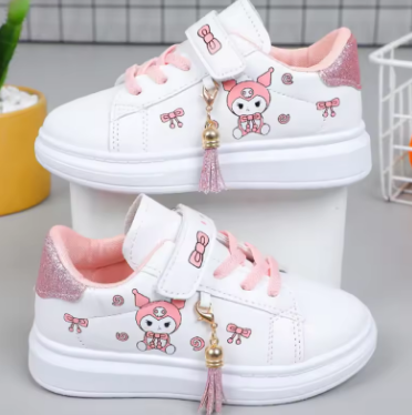 Sanrio Girls's Fashion Sneakers Kid's Anti-skid Casual Shoes Cartoon Anime Kuromi Thick Soles Shoes Children's Board Shoes