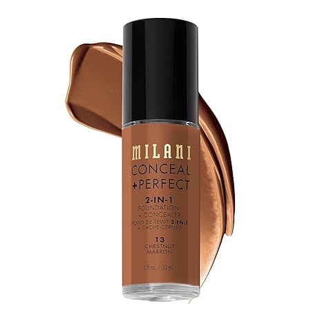 Milani Conceal + Perfect 2-in-1 Foundation + Concealer - Chestnut (1 Fl. Oz.) Cruelty-Free Liquid Foundation - Cover Under-Eye Circles, Blemishes & Skin Discoloration for a Flawless Complexion