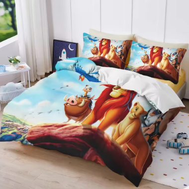 Christmas Gifts The Lion King Luxury Bedding Set Cute Printed Cartoon Quilt Cover Duvet Cover 3-Piece Set Home