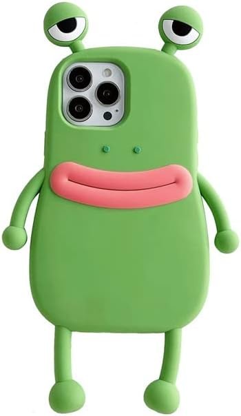 Silicone Frog Shell, Compatible with iPhone14 Shell, Full Body Protection, Shockproof, Scratch-Proof, Cartoon (Green)