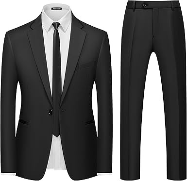 WEEN CHARM Men's 2 Piece Suit One Button Slim Fit Formal Wedding Prom Tuxedo Suits Blazer Pants with Tie Set