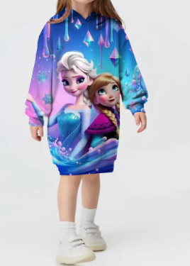 2025 Girls Disney Pocahontas Princess Hoodie Printed Princess Dress Sports Wind Top Autumn and Winter Casual Cute Clothes