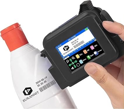 XMINI Handheld Inkjet Printer 12.7mm/0.5 inch, Portable Mini Inkjet Coding Machine for Text QR Barcode Batch Number Image Logo Date with 42ml Fast Drying Ink Cartridge, Black